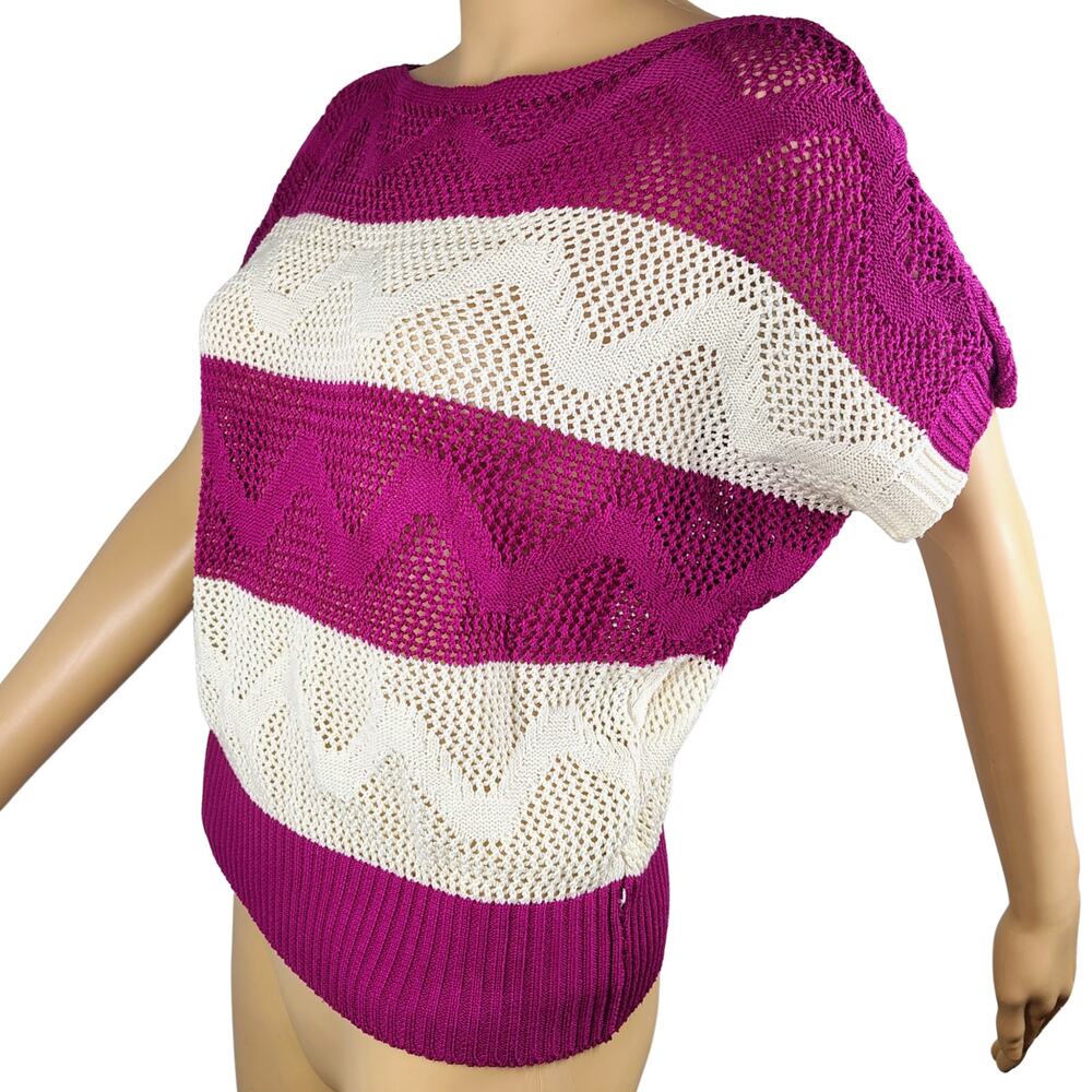 80s Purple Bold Stripe Retro Coast Whimsigoth PopArt Indie Festival Boho Size S